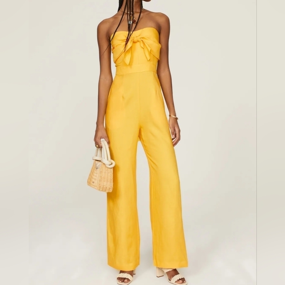 Derek Lam Women's Strapless Yellow Sleeveless Jumpsuit, Italian Size 48 (12 US)